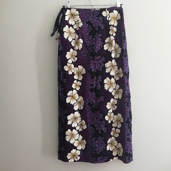 Hilo Hattie Hawaiian Purple Hibiscus Flower Sarong Wrap Skirt Adjustable XS - Picture 3 of 14